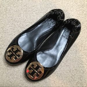 Tory Burch patent leather logo flats
